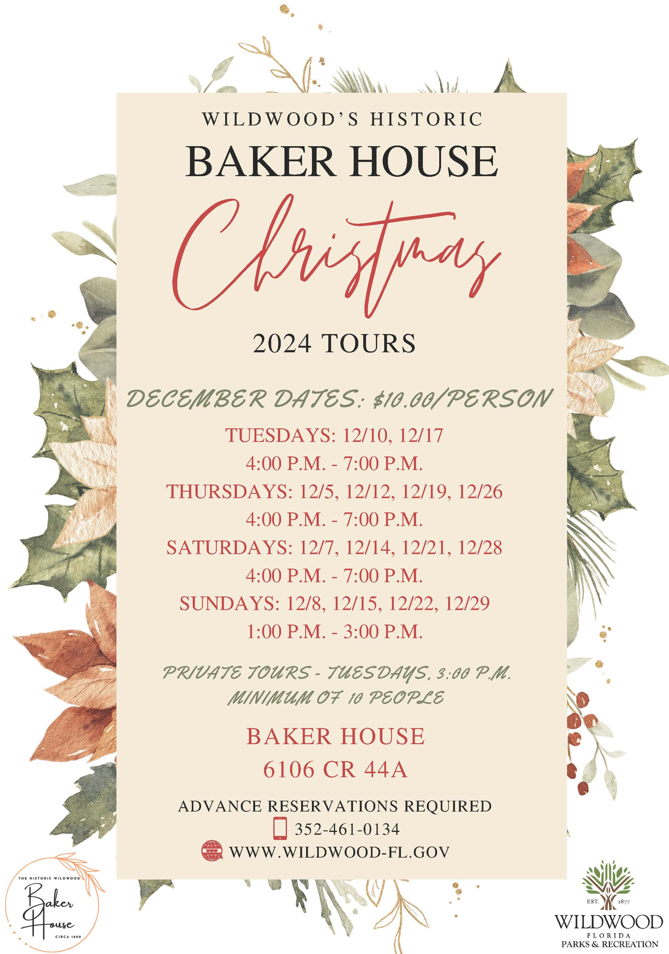 Baker House Christmas Tours Wildwood Florida